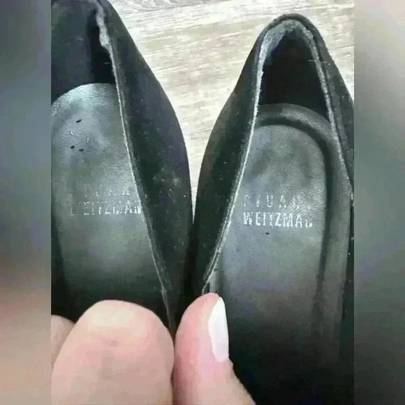 Stuart Weitzman 6.5 Vintage 90s Suede Leather Booties Kitten Heel Slip On Black - Picture 8 of 9